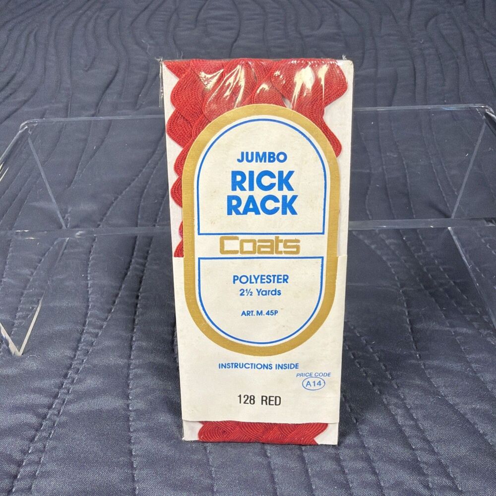 Vintage Coats Jumbo Rick Rack 128 Red Polyester 2.5 Yards NOS USA